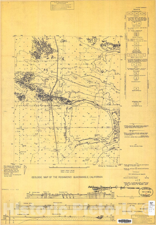 Map : Geology of the Rosamond quadrangle, California, 1959 Cartography Wall Art :