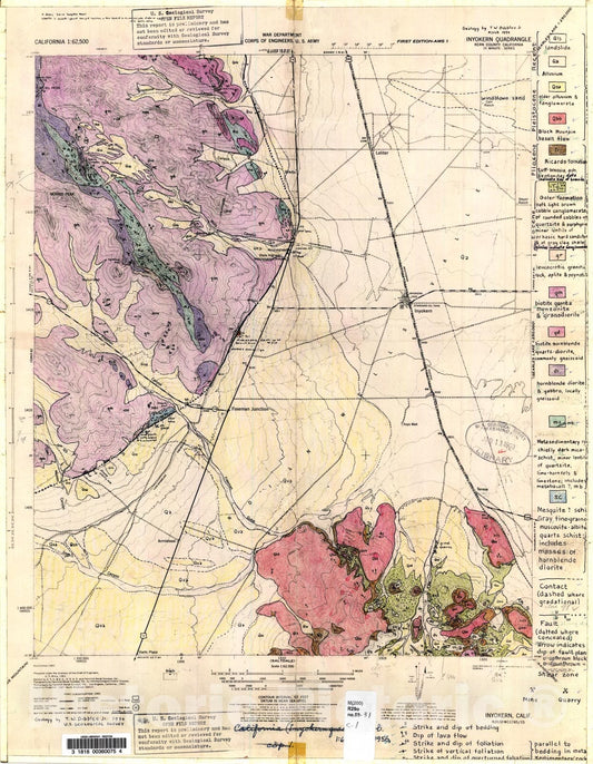 Map : Geologic map of the Inyokern quadrangle, California, 1959 Cartography Wall Art :