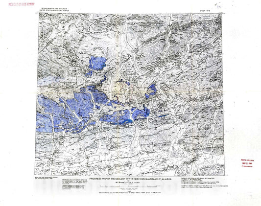 Map : Progress map of the geology of the Wiseman quadrangle, Alaska, 1960 Cartography Wall Art :