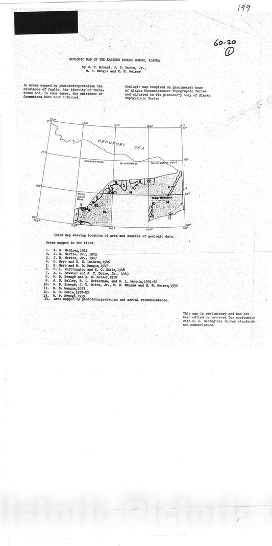 Map : Geologic map of the eastern Brooks Range, Alaska, 1960 Cartography Wall Art :