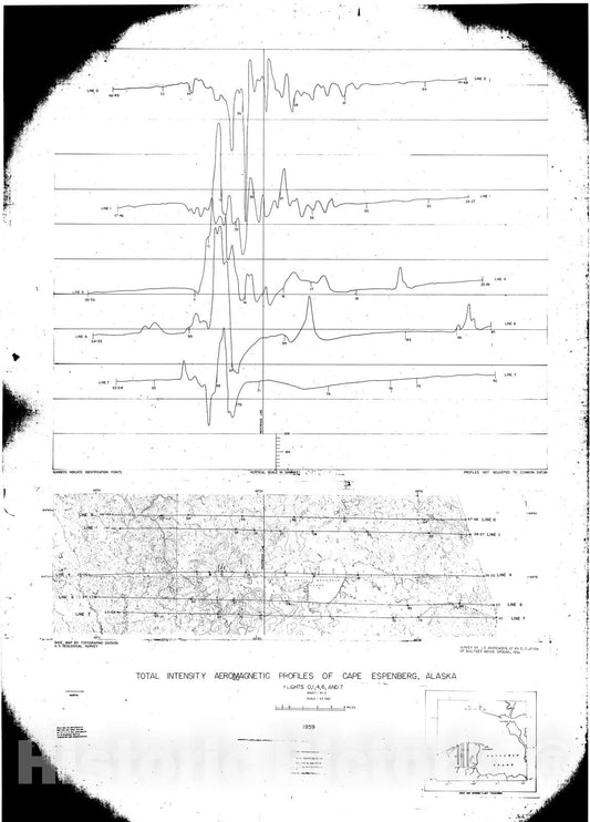 Map : Total intensity aeromagnetic profiles of Cape Espenberg, Alaska, 1960 Cartography Wall Art :