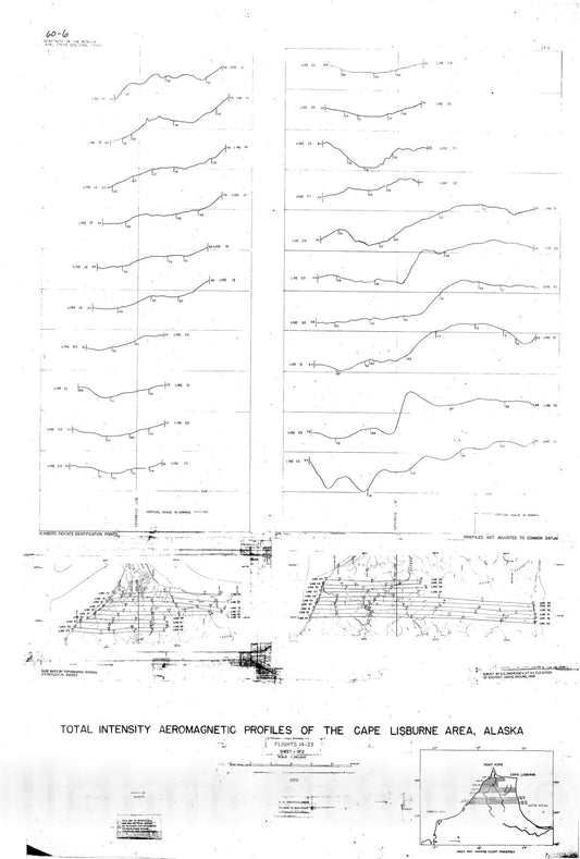 Map : Total intensity aeromagnetic profiles of the Cape Lisburne area, Alaska, 1960 Cartography Wall Art :
