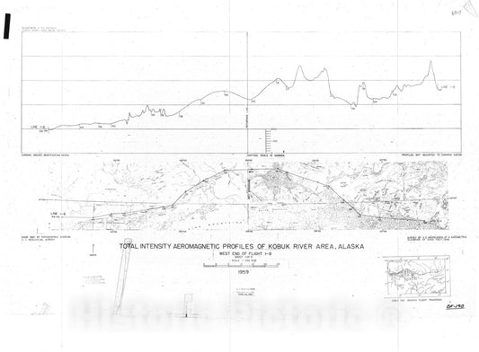 Map : Total intensity aeromagnetic profiles of the Kobuk River area, Alaska, 1960 Cartography Wall Art :
