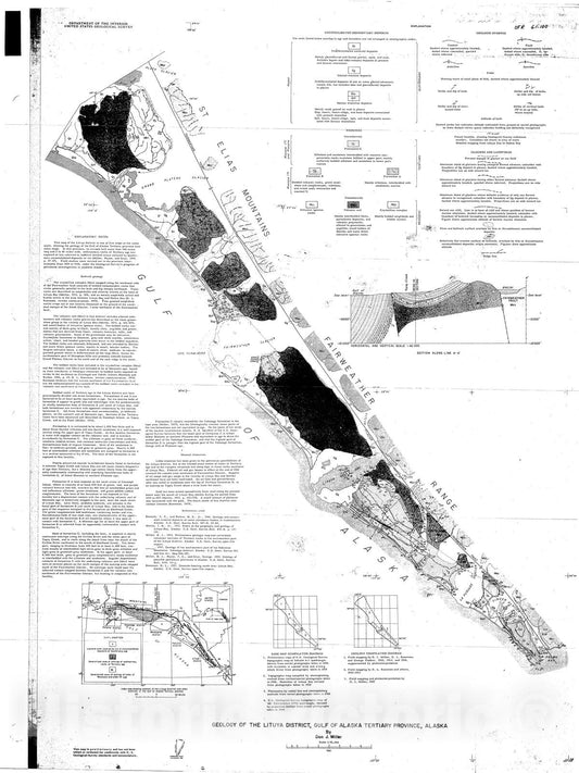 Map : Geology of the Lituya district, Gulf of Alaska Tertiary province, Alaska, 1961 Cartography Wall Art :