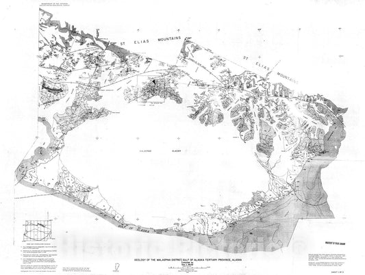 Map : Geology of the Malaspina district, Gulf of Alaska Tertiary province, Alaska, 1961 Cartography Wall Art :