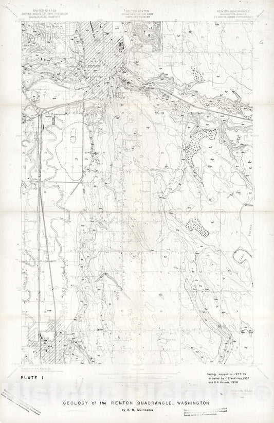 Map : Geology of the Renton, Auburn, and Black Diamond quadrangles, Washington, 1961 Cartography Wall Art :