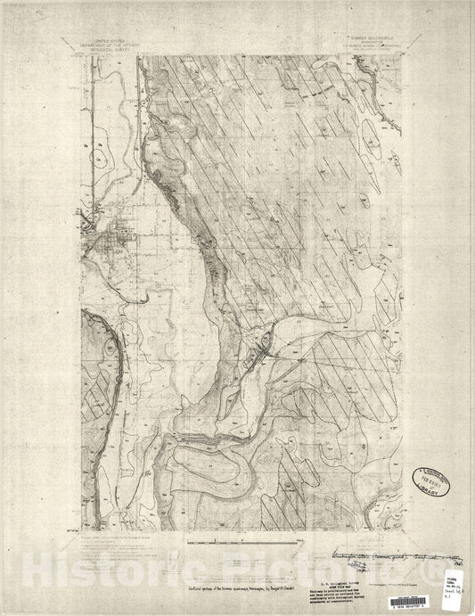 Map : Surficial geology of the Sumner quadrangle, Washington, 1961 Cartography Wall Art :