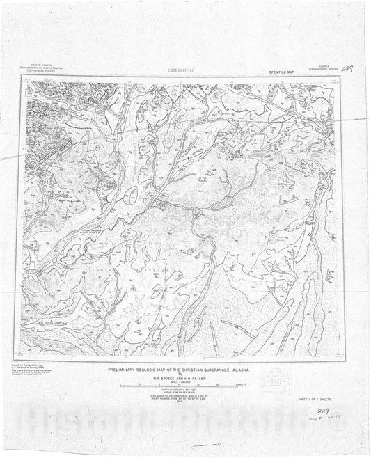 Map : Preliminary geologic map of the Christian quadrangle, Alaska, 1962 Cartography Wall Art :