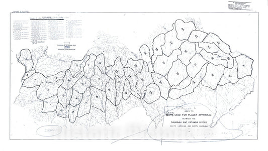 Map : Description, composition, and tenor of unconsolidated sediments in monazite-bearing tributaries to the Savannah and Saluda Rivers, 1962 Cartography Wall Art :