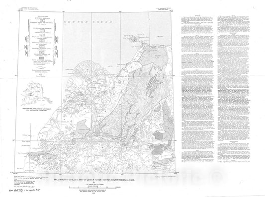 Map : Preliminary geology of the lower Yukon-Norton Sound region, Alaska, 1962 Cartography Wall Art :