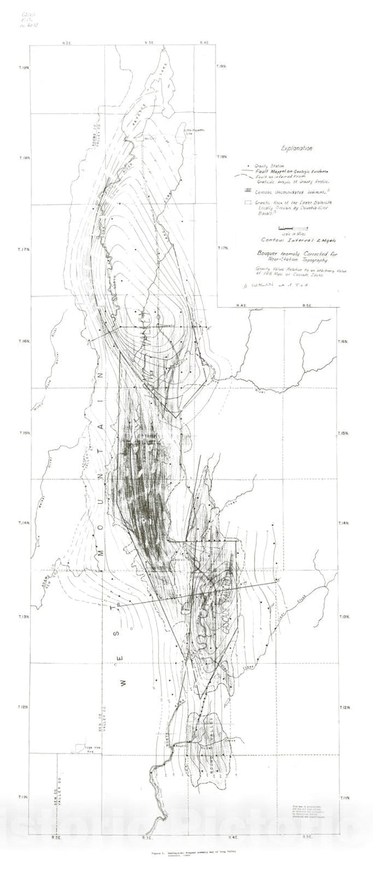 Map : A gravity survey of part of the Long Valley district, Idaho, 1962 Cartography Wall Art :
