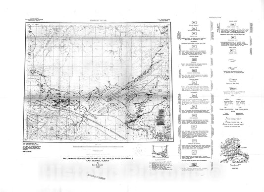 Map : Preliminary geologic map of part of the Charley River quadrangle, east central Alaska, 1962 Cartography Wall Art :