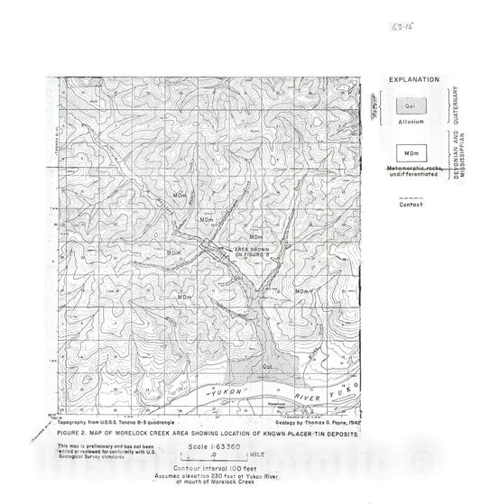 Map : Placer tin deposits in central Alaska, 1963 Cartography Wall Art :