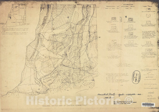 Map : Geologic sketch map of eastern Connecticut, 1963 Cartography Wall Art :