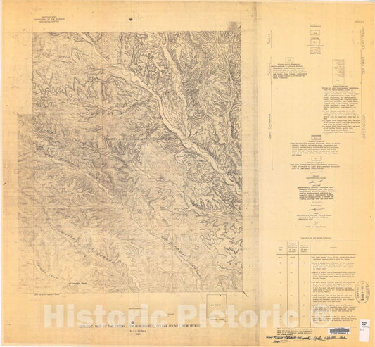 Map : Geologic map of the Catskill SW quadrangle, Colfax County, New Mexico, 1964 Cartography Wall Art :
