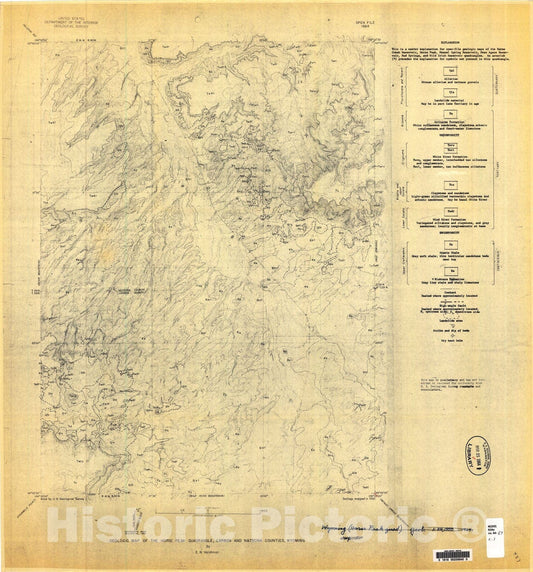 Map : Geologic map of the Horse Peak quadrangle, Carbon and Natrona Counties, Wyoming, 1964 Cartography Wall Art :
