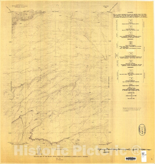 Map : Geologic map of the Measel Spring Reservoir quadrangle, Carbon County, Wyoming, 1964 Cartography Wall Art :