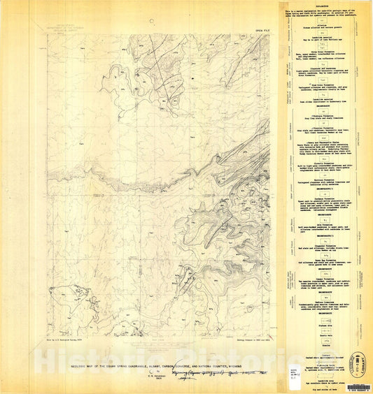 Map : Geologic map of the Squaw Spring quadrangle, Albany, Carbon, Converse, and Natrona Counties, Wyoming, 1964 Cartography Wall Art :