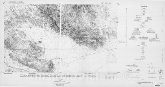 Map : Geologic map of the Nebo and Yermo quadrangles, San Bernardino County, California, 1965 Cartography Wall Art :