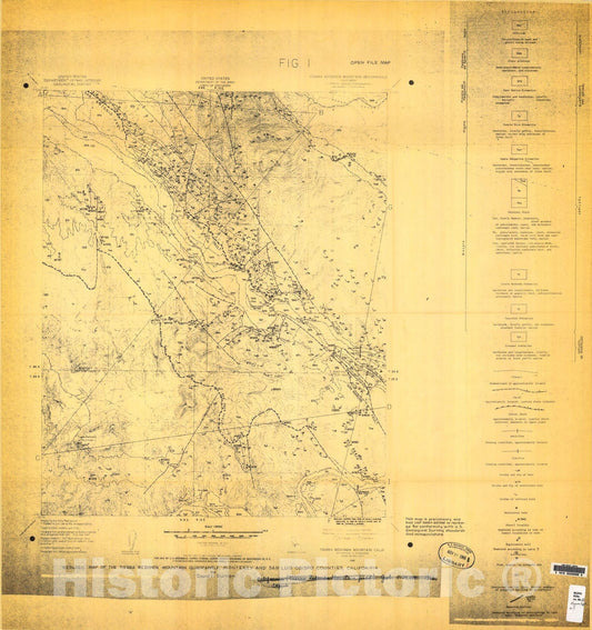 Map : Geologic maps of the Bradley and Tierra Redonda Mountain quadrangles, Monterey and San Luis Obispo Counties, California, 1966 Cartography Wall Art :