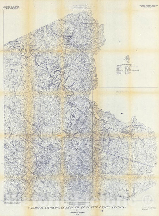 Map : Engineering geology of Lexington and Fayette County, Kentucky and Water resources of Fayette County area, Kentucky, 1966 Cartography Wall Art :