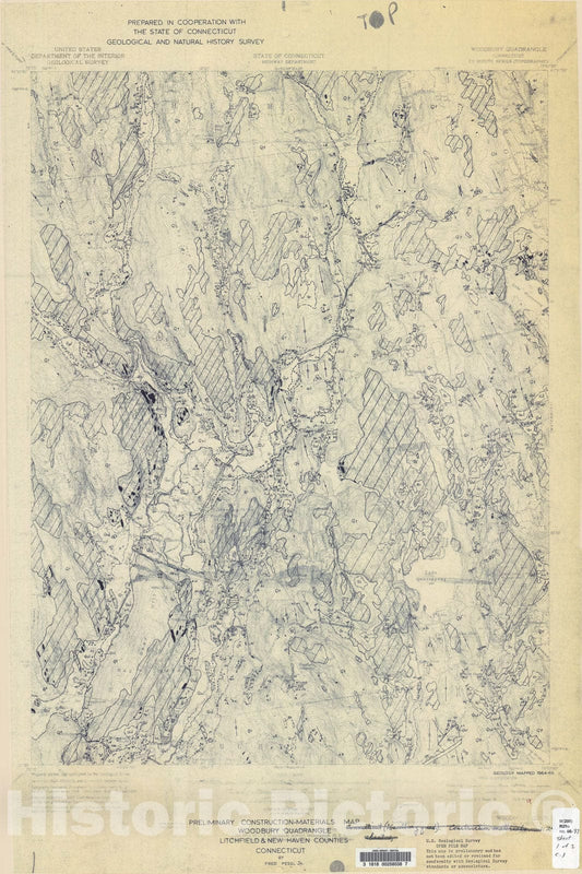Map : Preliminary construction materials map, Woodbury quadrangle, Litchfield and New Haven Counties, Connecticut, 1966 Cartography Wall Art :