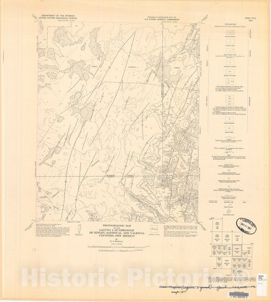 Map : Photogeologic map of the Laguna two quadrangle, McKinley, Sandoval, and Valencia Counties, New Mexico, 1967 Cartography Wall Art :