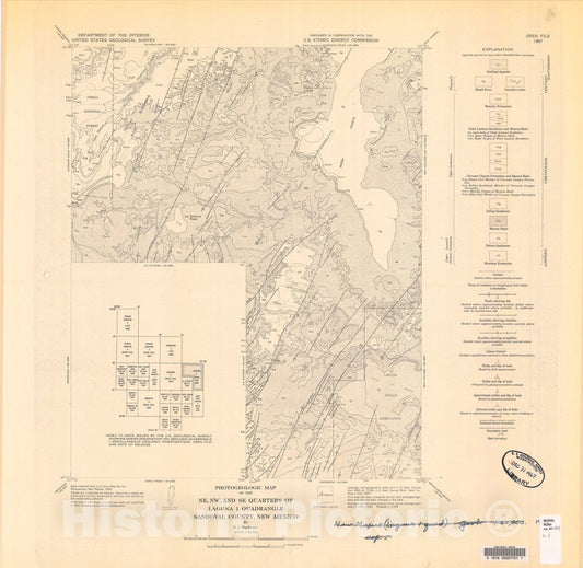 Map : Photogeologic map of the NE, NW, and SE quarters of the Laguna one quadrangle, Sandoval County, New Mexico, one967 Cartography Wall Art :