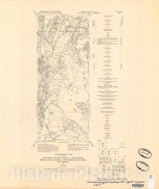 Map : Photogeologic map of the east half of the Laguna four quadrangle, Bernalillo, Sandoval, and Valencia Counties, New Mexico, 1967 Cartography Wall Art :