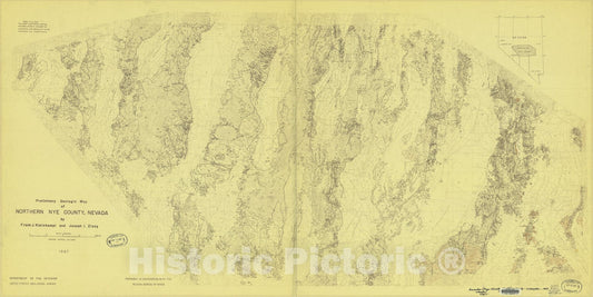 Map : Preliminary geologic map of northern Nye County, Nevada, 1967 Cartography Wall Art :