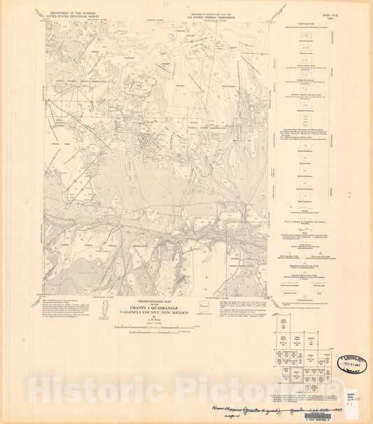 Map : Photogeologic map of the Grants four quadrangle, Valencia County, New Mexico, 1967 Cartography Wall Art :