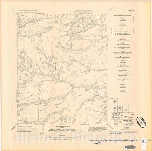 Map : Photogeologic map of the Chaco Canyon four quadrangle, McKinley County, New Mexico, 1967 Cartography Wall Art :