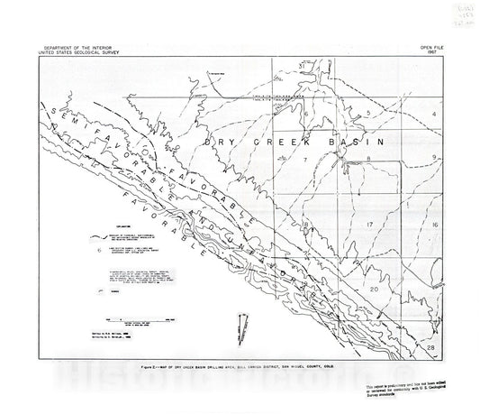 Map : Logs of holes drilled in 1955 and 1965 by U.S. Geological Survey, Dry Creek Basin area, Bull Canyon district, Montrose and San Miguel Counties, Colorado, 1967 Cartography Wall Art :