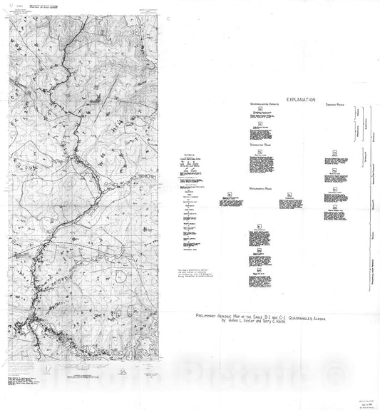 Map : Preliminary geologic map of the Eagle B-1 and C-1 quadrangles, Alaska, 1968 Cartography Wall Art :