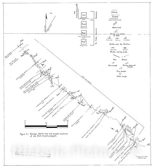 Map : Descriptions of the Ruth Creek, Lillian Creek, Griffin, Old Smoky, Sunshine No. 2, and Olive Creek lode prospects, Livengood district, Alaska, 1968 Cartography Wall Art :