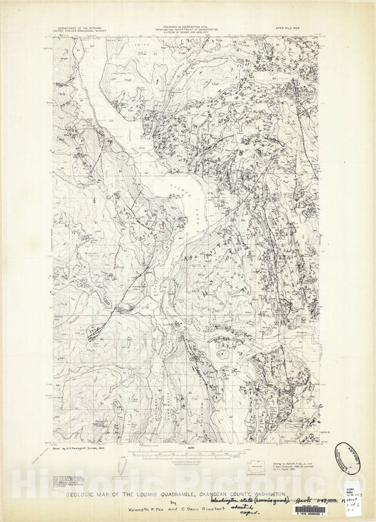 Map : Geologic map of the Loomis quadrangle, Okanogan County, Washington, 1968 Cartography Wall Art :