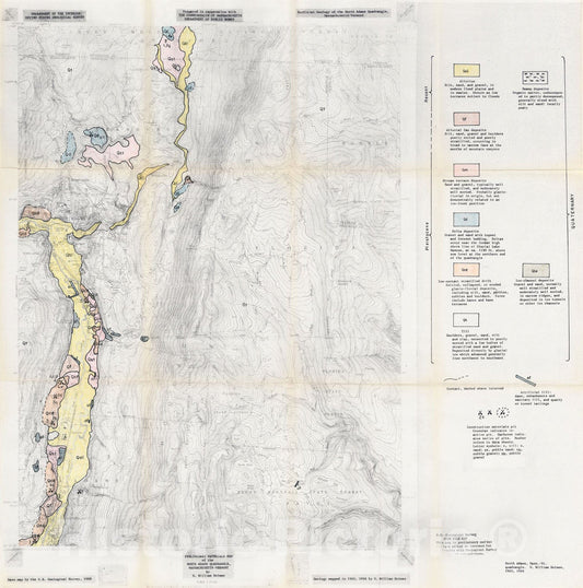 Map : Preliminary materials map of the North Adams quadrangle, Massachusetts-Vermont, 1968 Cartography Wall Art :