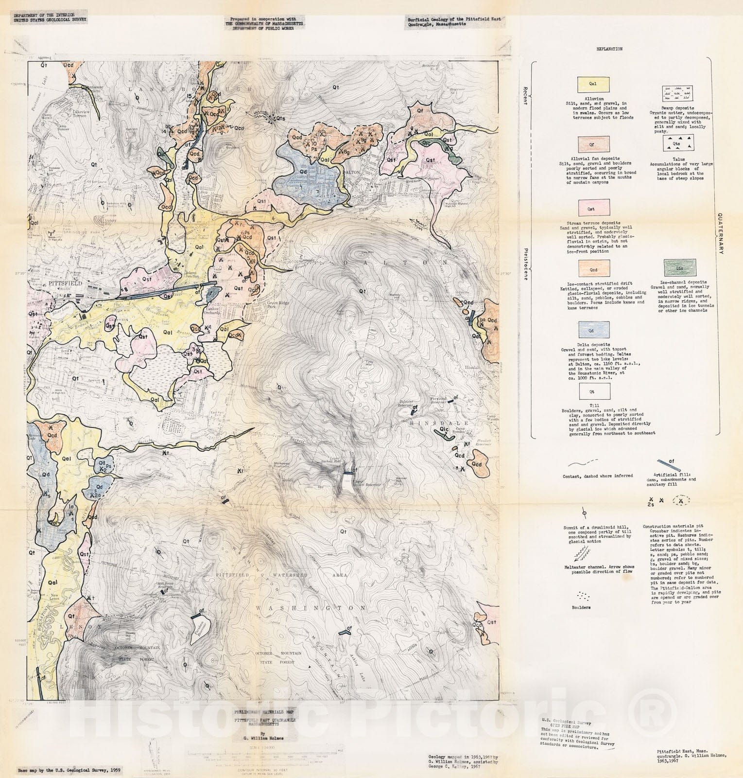 Map : Preliminary materials map, Pittsfield East quadrangle, Massachusetts, 1968 Cartography Wall Art :