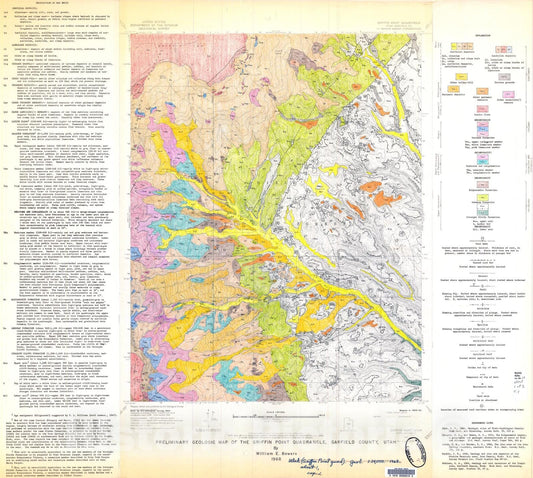 Map : Preliminary geologic map of the Griffin Point quadrangle, Garfield County, Utah, 1968 Cartography Wall Art :