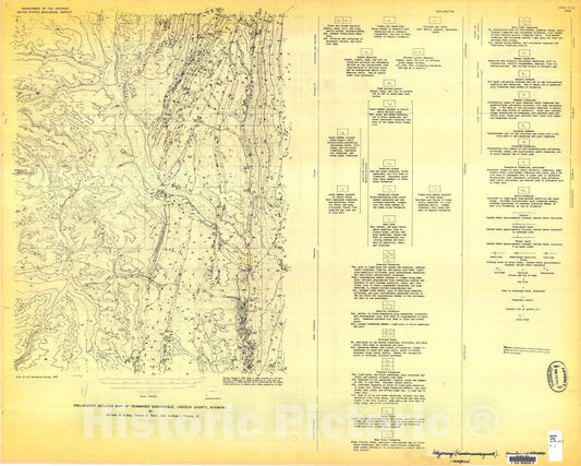 Map : Preliminary geologic map of the Kemmerer quadrangle, Lincoln County, Wyoming, 1968 Cartography Wall Art :