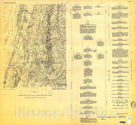 Map : Preliminary geologic map of the Sage quadrangle, Lincoln County, Wyoming, 1968 Cartography Wall Art :
