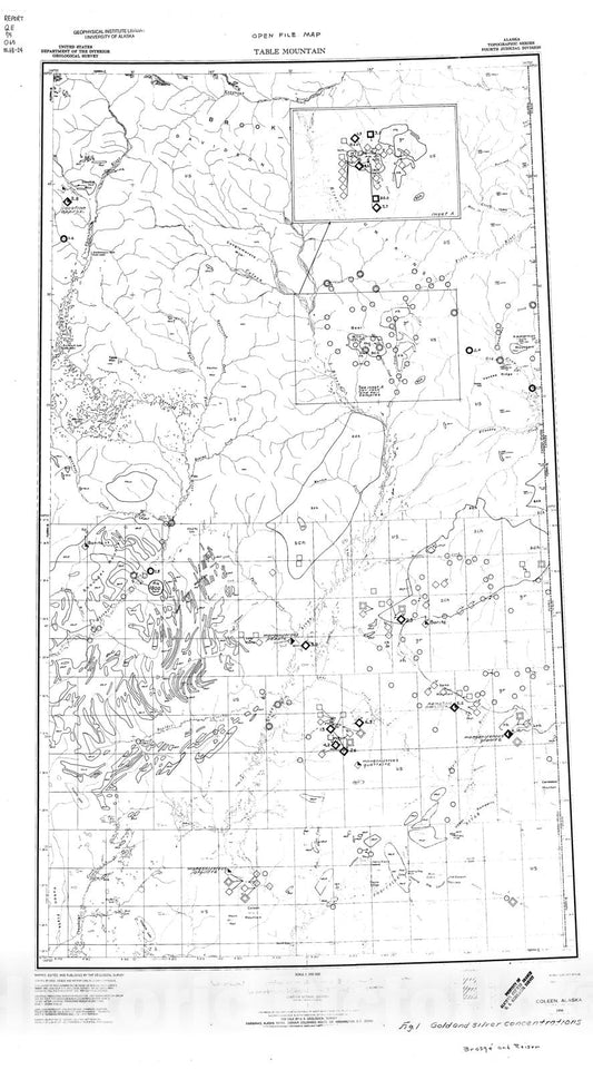 Map : Geochemical reconnaissance maps of granitic rocks, Coleen and Table Mountain quadrangles, Alaska, 1968 Cartography Wall Art :