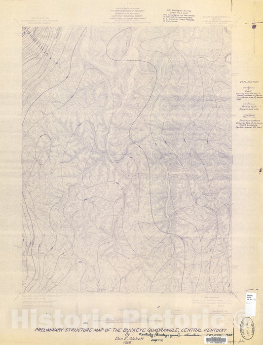 Map : Preliminary structure map of the Buckeye quadrangle, central Kentucky, 1968 Cartography Wall Art :