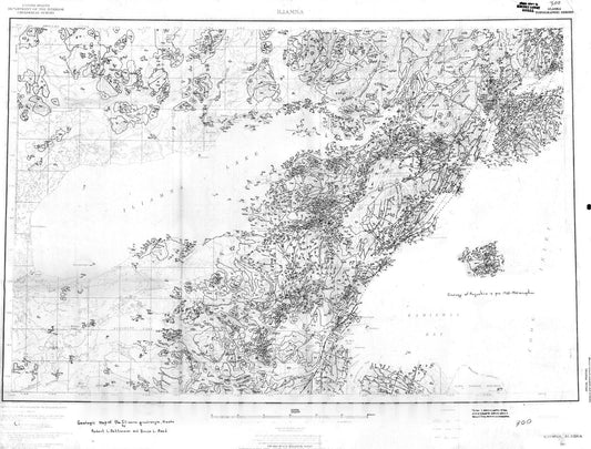 Map : Geologic map of the Iliamna quadrangle, Alaska, 1968 Cartography Wall Art :