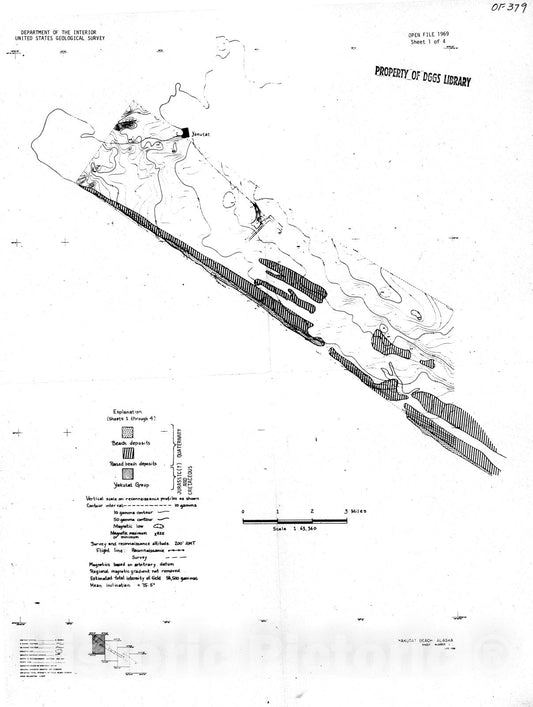 Map : Preliminary geologic interpretation of aeromagnetic data in the Yakutat district, Alaska, 1969 Cartography Wall Art :