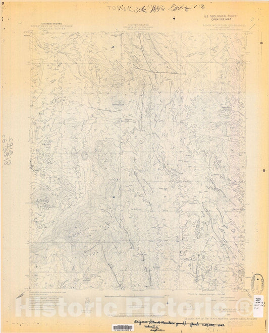 Map : Geologic map of the Black Mountain quadrangle, Arizona, 1969 Cartography Wall Art :