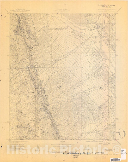 Map : Geologic map of the Winkelman quadrangle, Arizona, 1969 Cartography Wall Art :