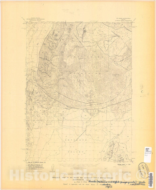 Map : Geologic map of the Mount Moses and southeast part of the Buffalo Springs quadrangles, Lander County, Nevada, 1969 Cartography Wall Art :