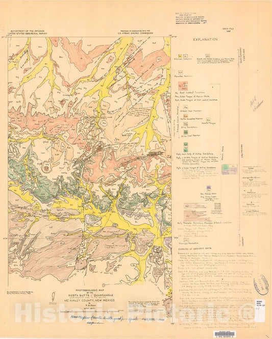 Map : Photogeologic map of the Hosta Butte quadrangle (and adjacent area to the south) McKinley County, New Mexico, 1969 Cartography Wall Art :