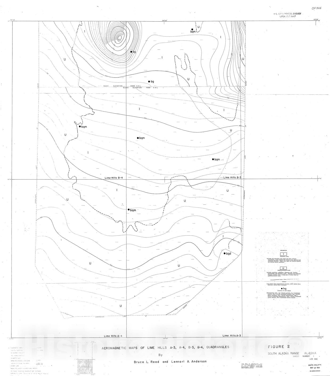 Map : Aeromagnetic maps of part of the southern Alaska Range, 1969 Cartography Wall Art :